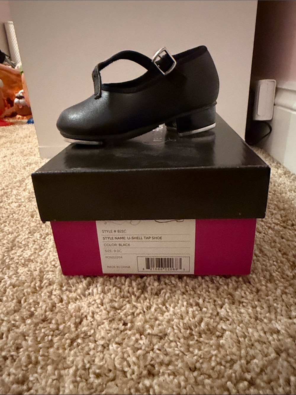 Black Kids Tap Shoe with Adjustable Strap